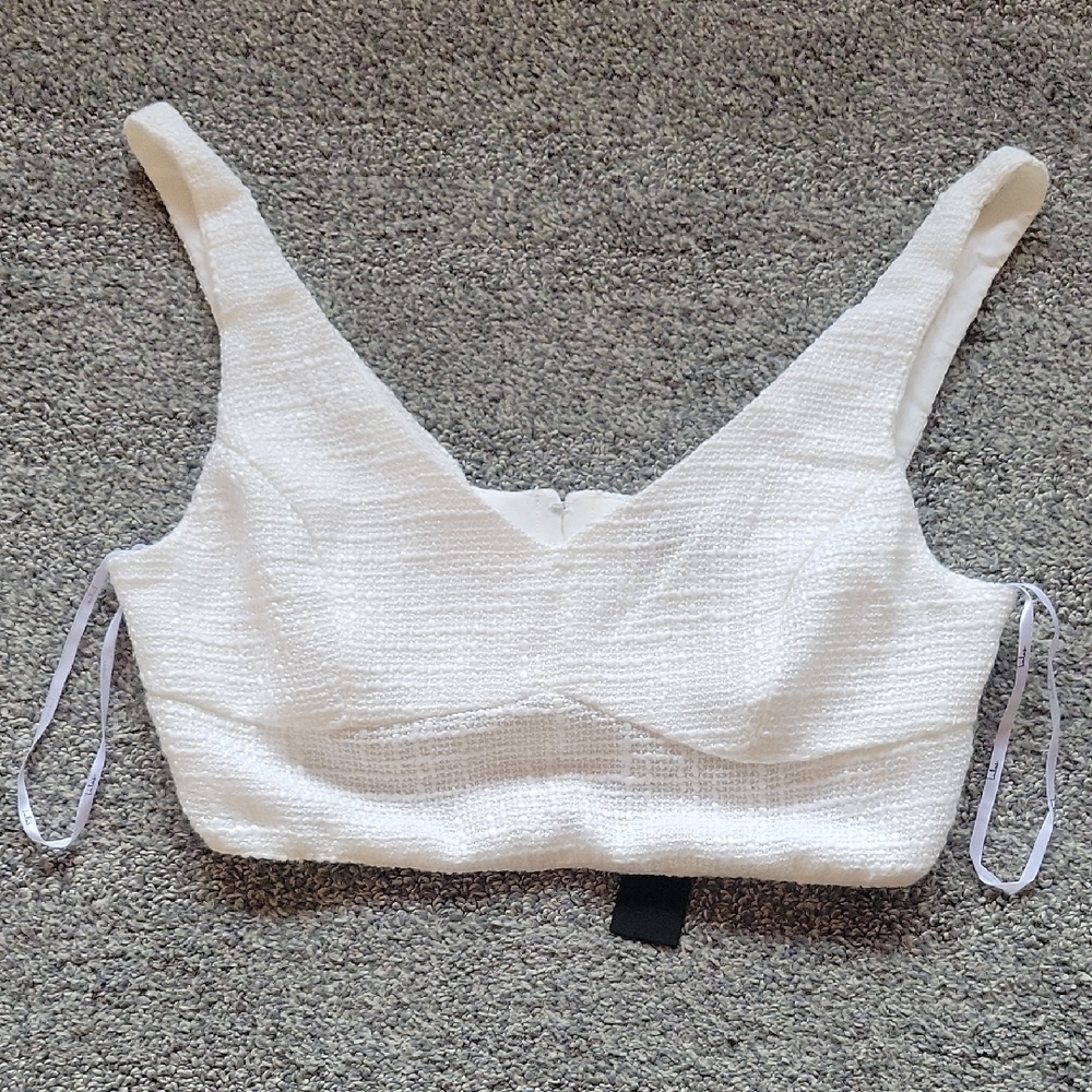 White Textured Crop Top